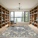 Ornate Floral Border Tiger Rug