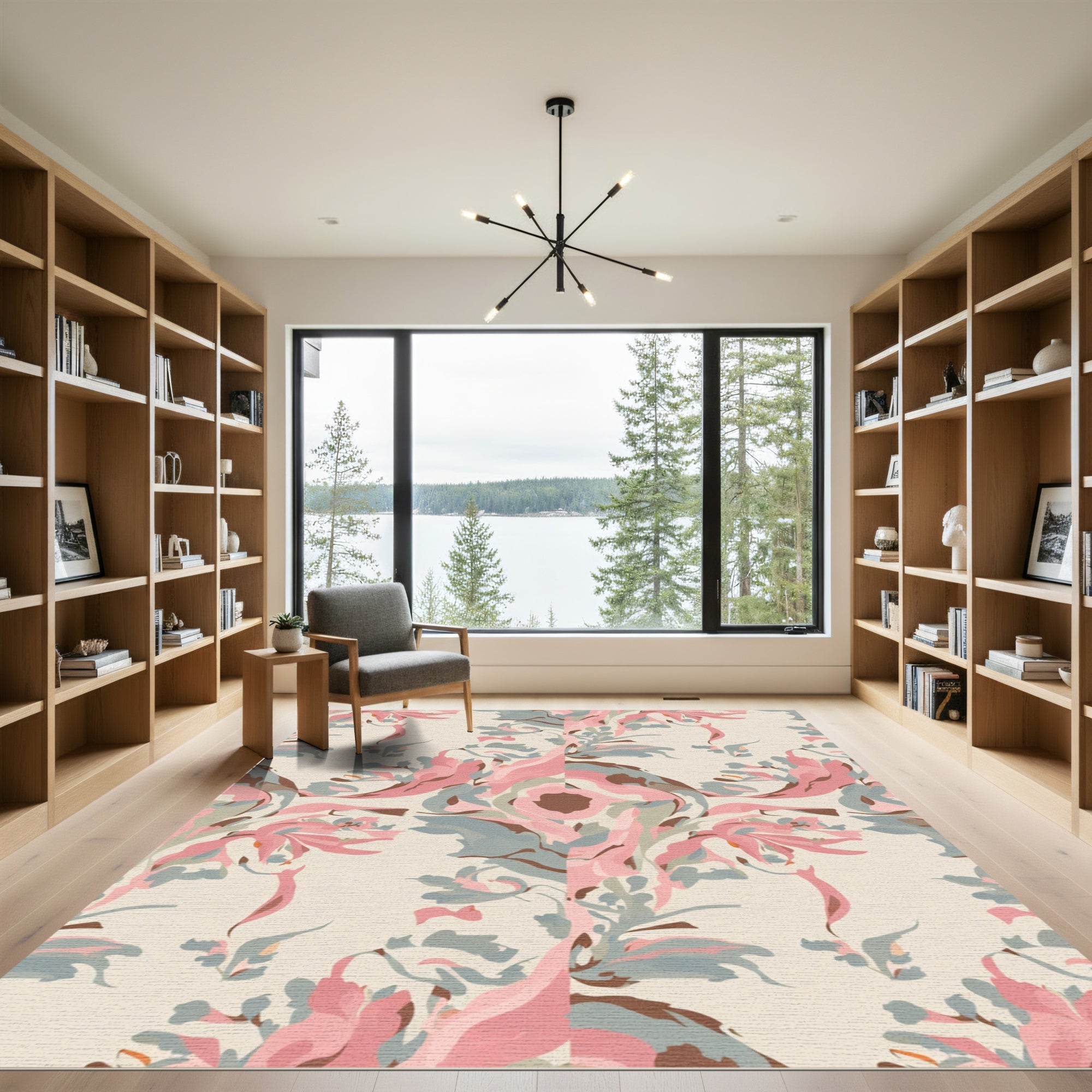 Pastel Pink Floral Swirls Rug