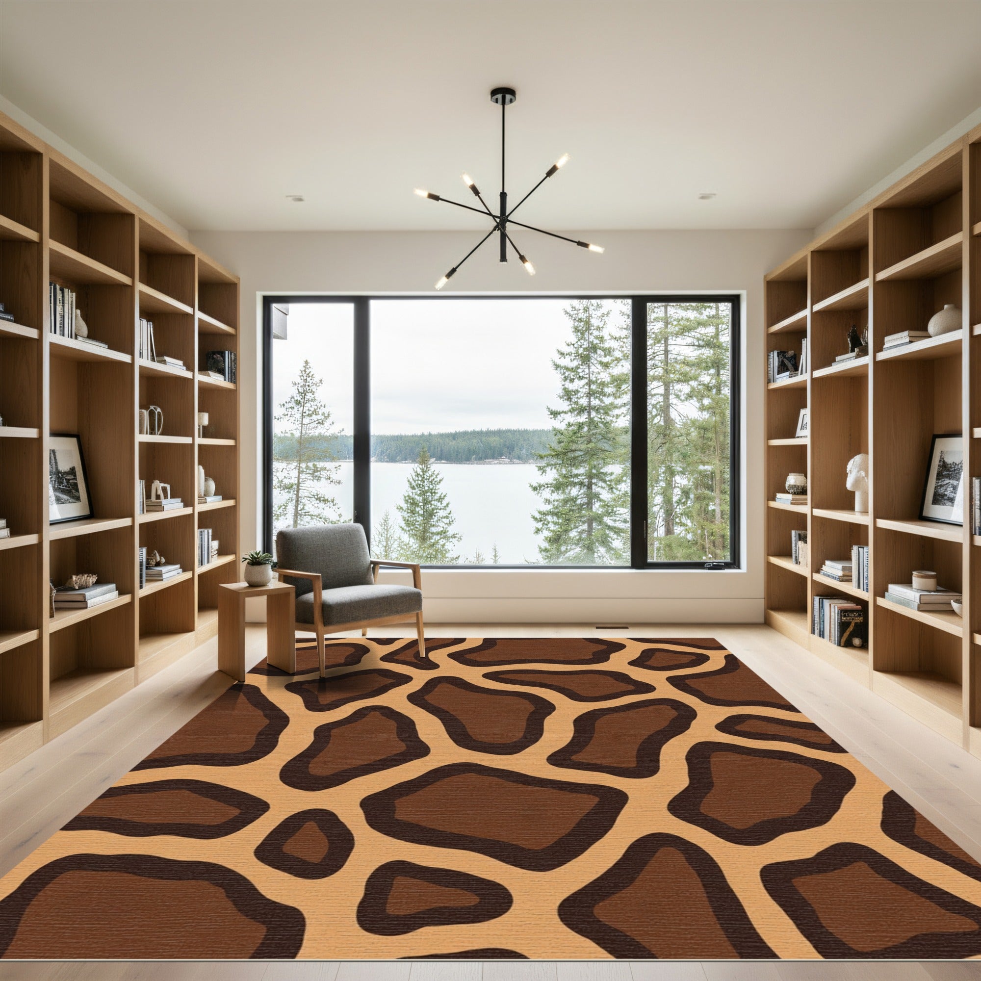 Brown Giraffe Spots Organic Shapes Rug