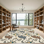 Organic Abstract Brown Grey Yellow Accents Rug
