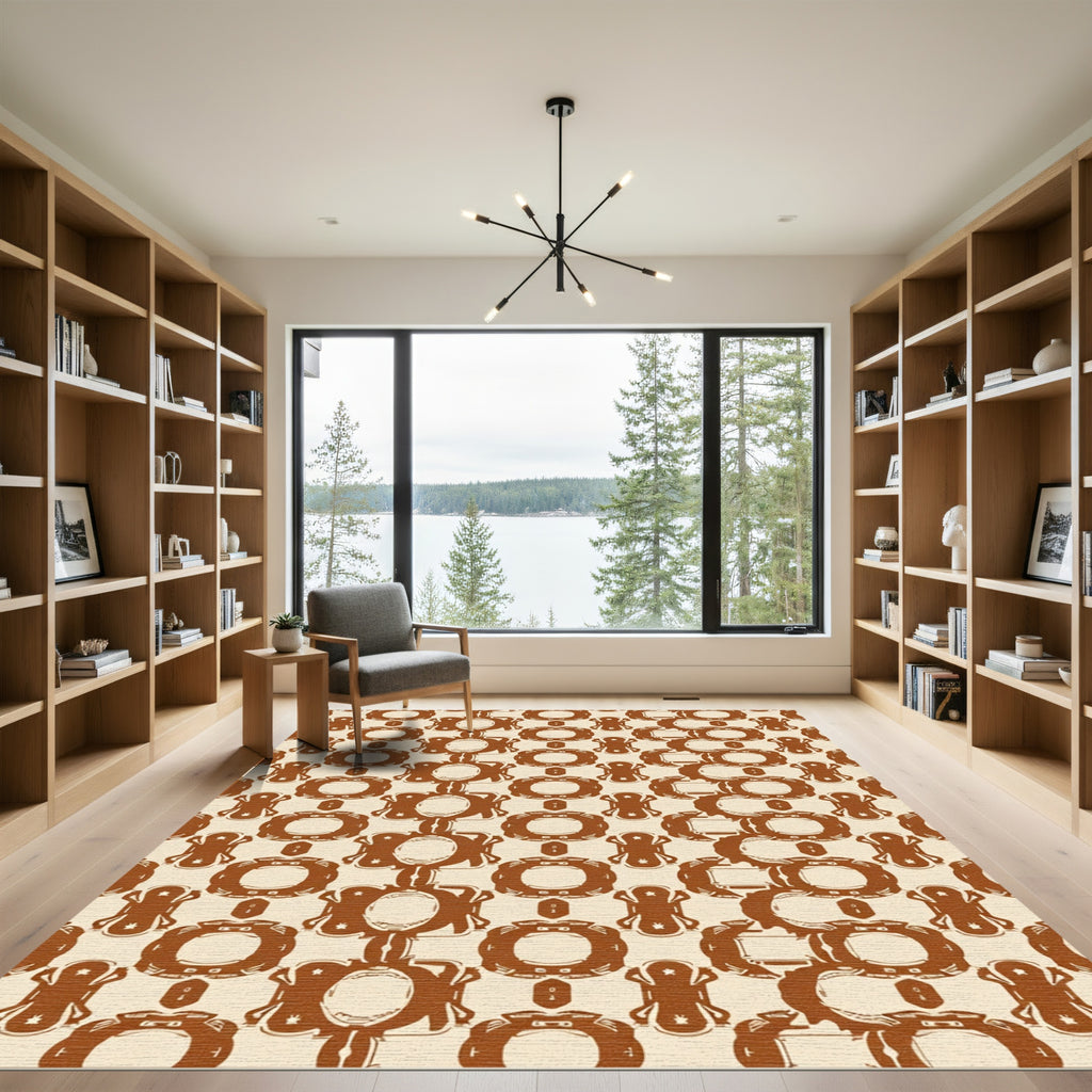 Brown Tan Organic Geometric Shape Rug