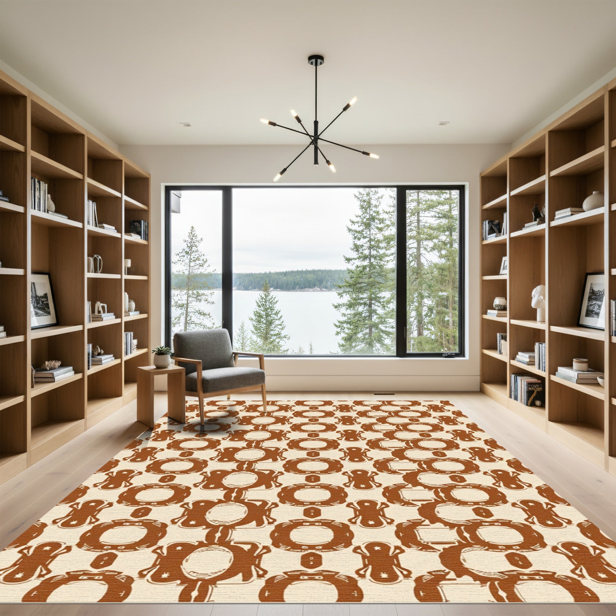 Brown Tan Organic Geometric Shape Rug