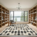 Monochrome Diamond Grid Field Rug