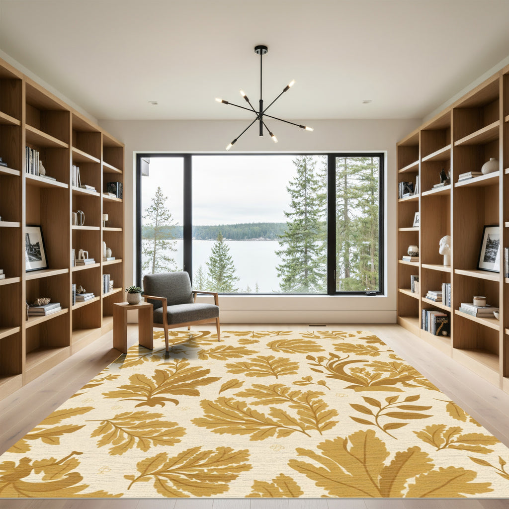 Golden Fern Foliage All Over Rug
