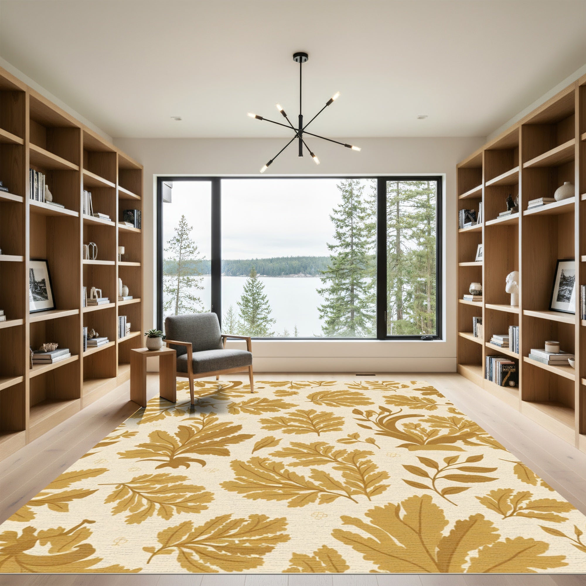 Golden Fern Foliage All Over Rug