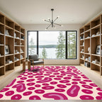 Vibrant Pink Organic Abstract Circles Rug