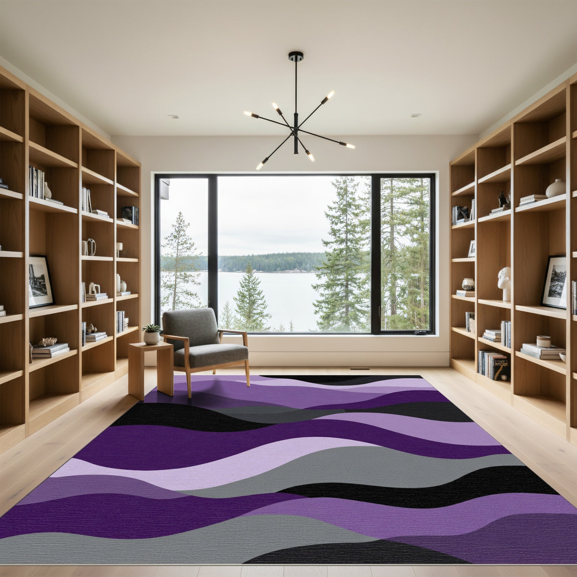 Deep Purple Gradient Abstract Waves Rug