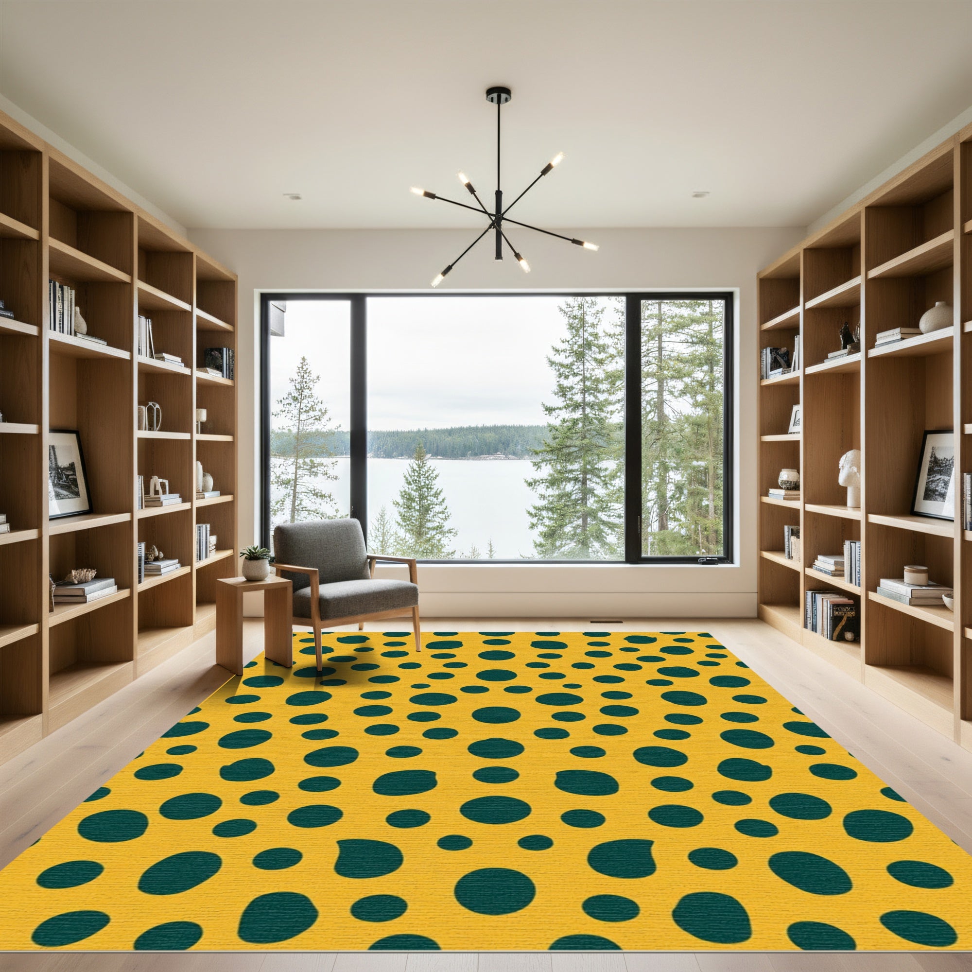 Gold Teal Polka Dot Scatter Rug