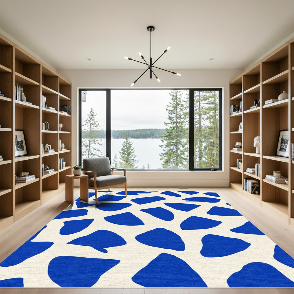 Cobalt Blue Organic Shapes Rug