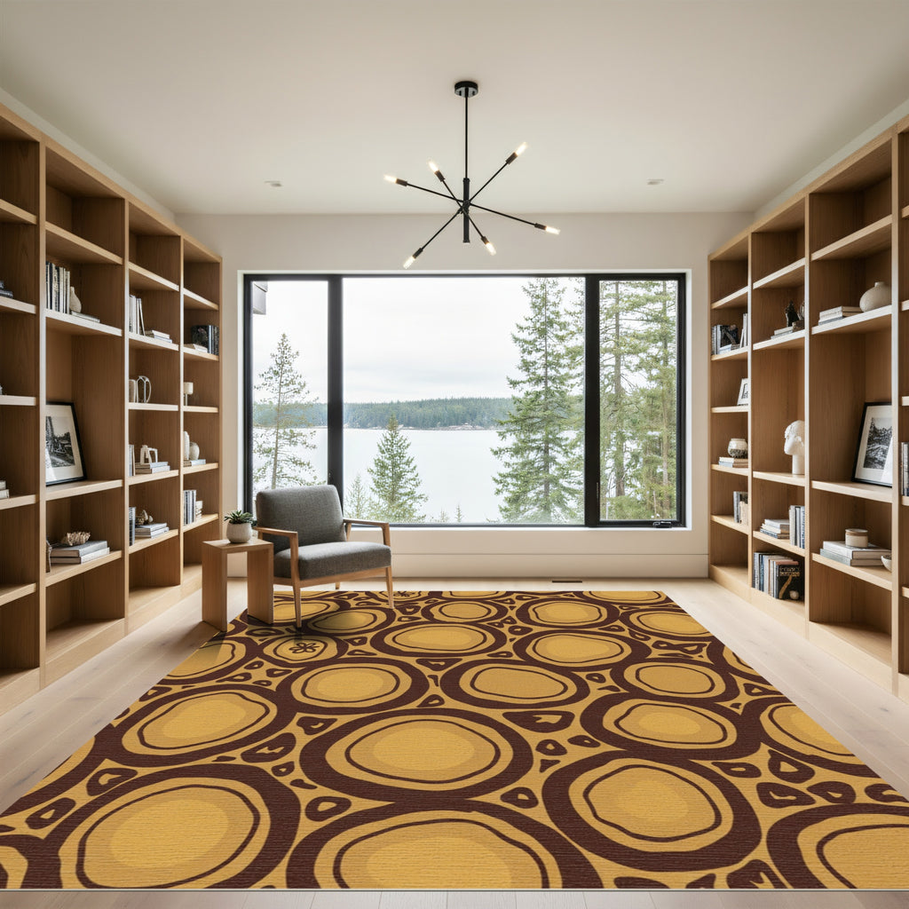 Organic Ochre Stained Circles Rug