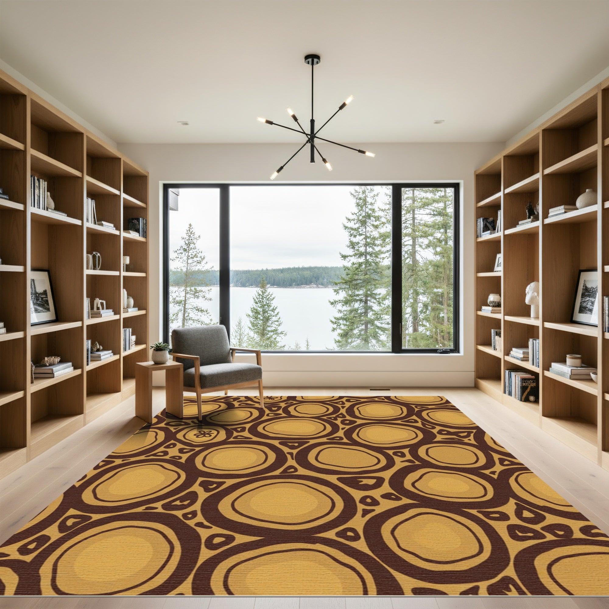 Organic Ochre Stained Circles Rug
