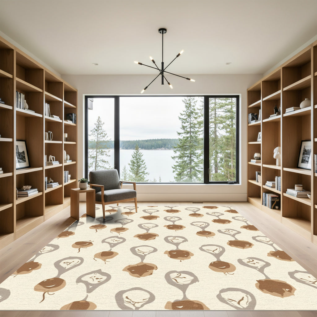 Earthy Brown Ochre Organic Droplets Rug
