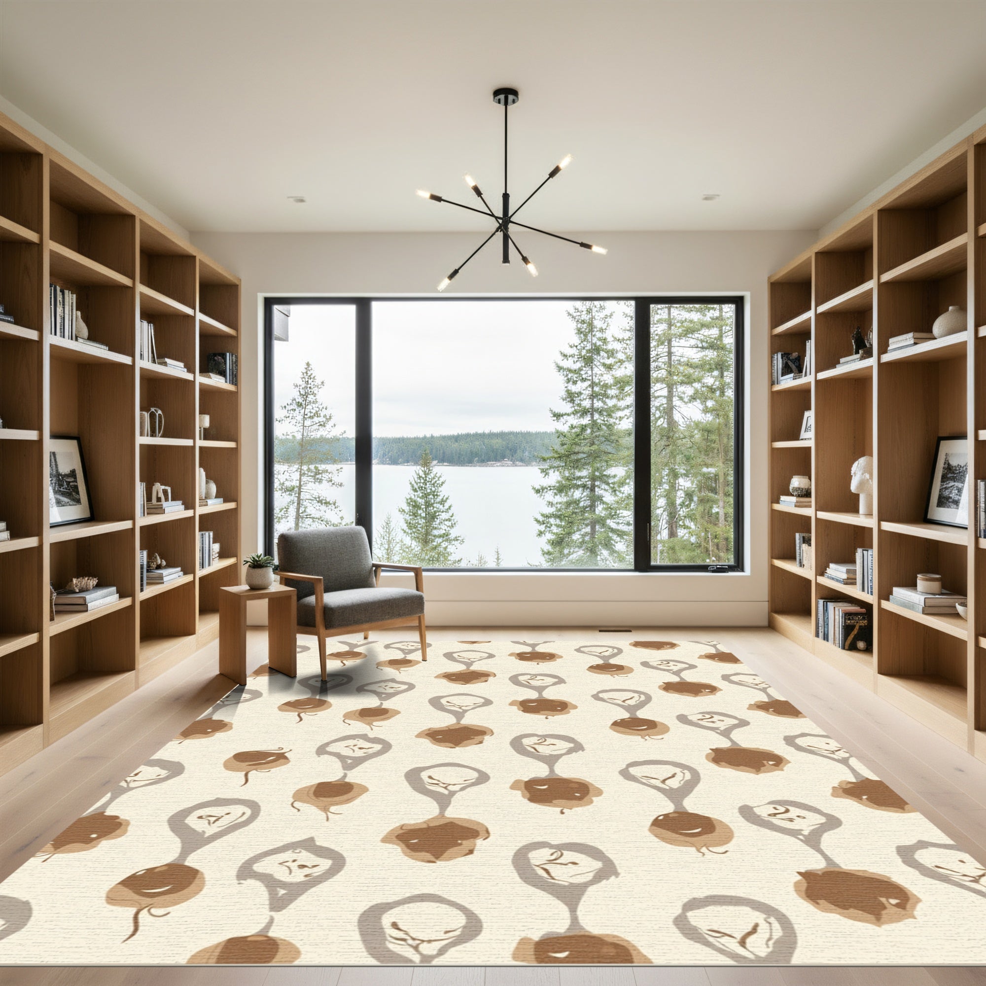 Earthy Brown Ochre Organic Droplets Rug