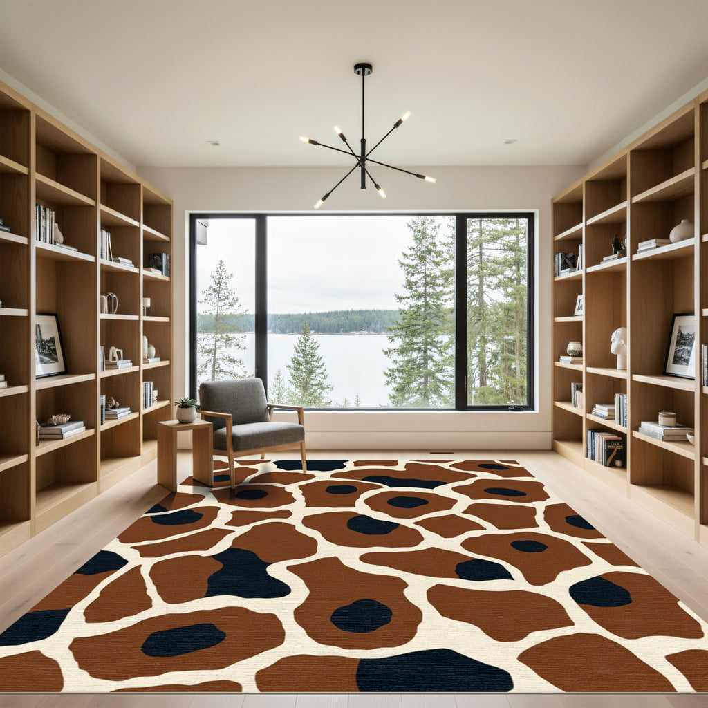 Brown Black Animal Spots Rug