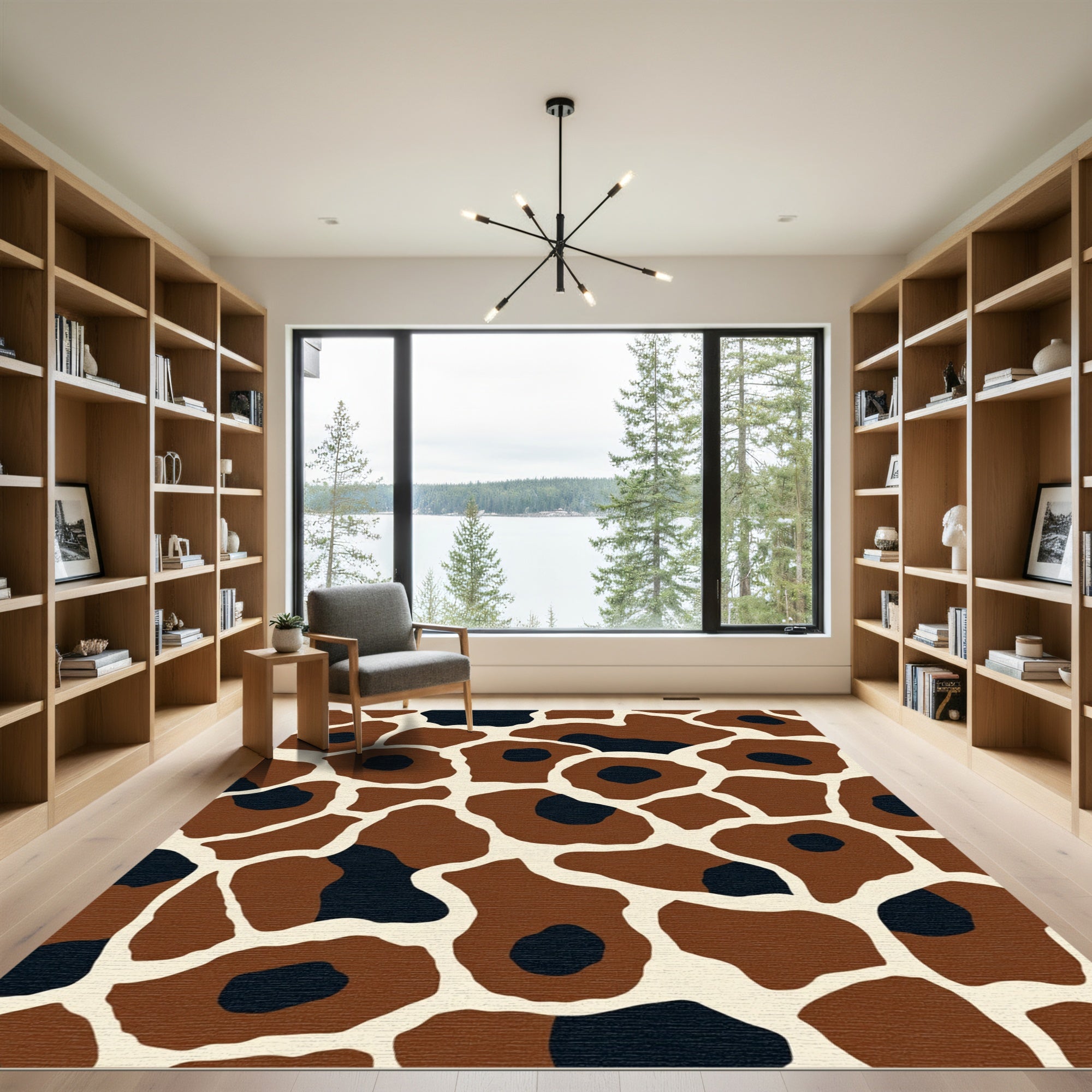 Brown Black Animal Spots Rug