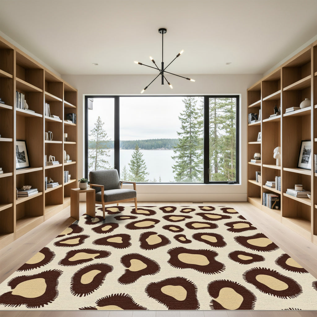 Tan And Brown Spotted Animal Print Rug
