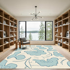 Soft Blue Organic Floral Swirl Rug
