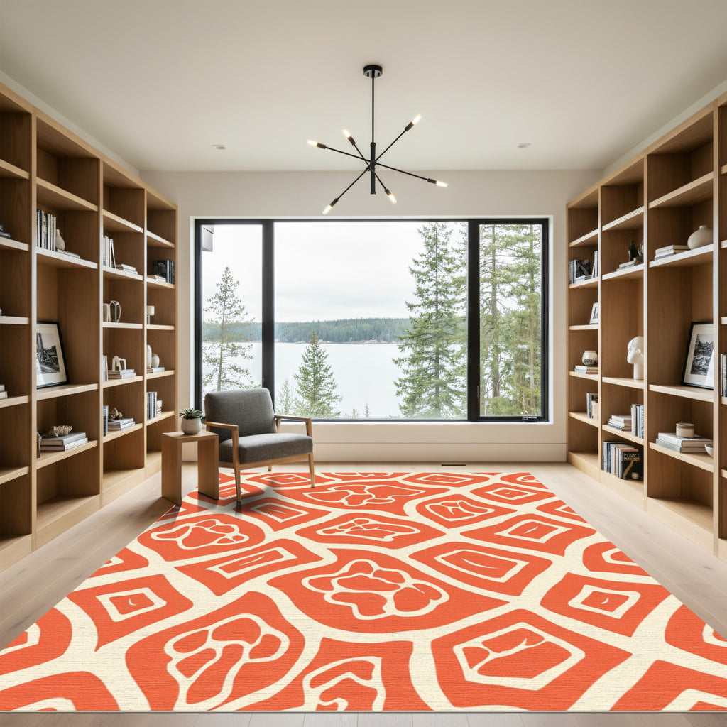 Orange Cream Organic Irregular Shapes Rug