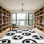 Black White Spotted Circles Rug