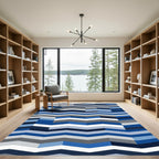 Blue Gray White Chevron Stripe Rug