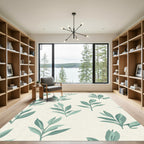 Sage Green Leafy Branch Arrangement Rug