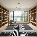Monochromatic Grid Abstract Weave Rug