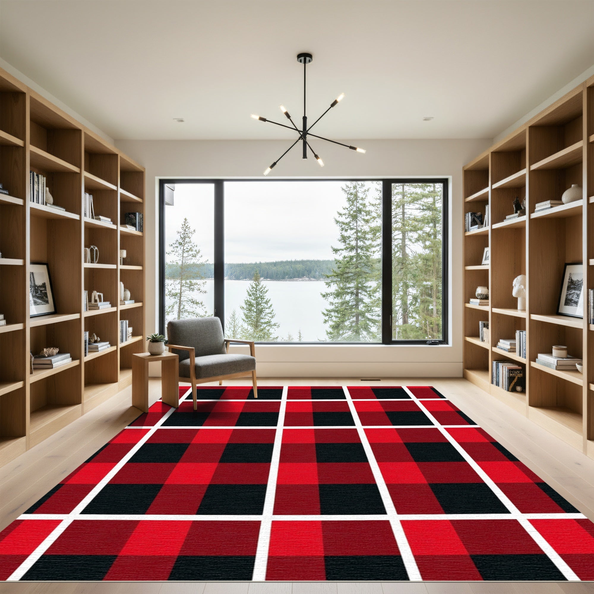 Red Black Buffalo Check Grid Rug