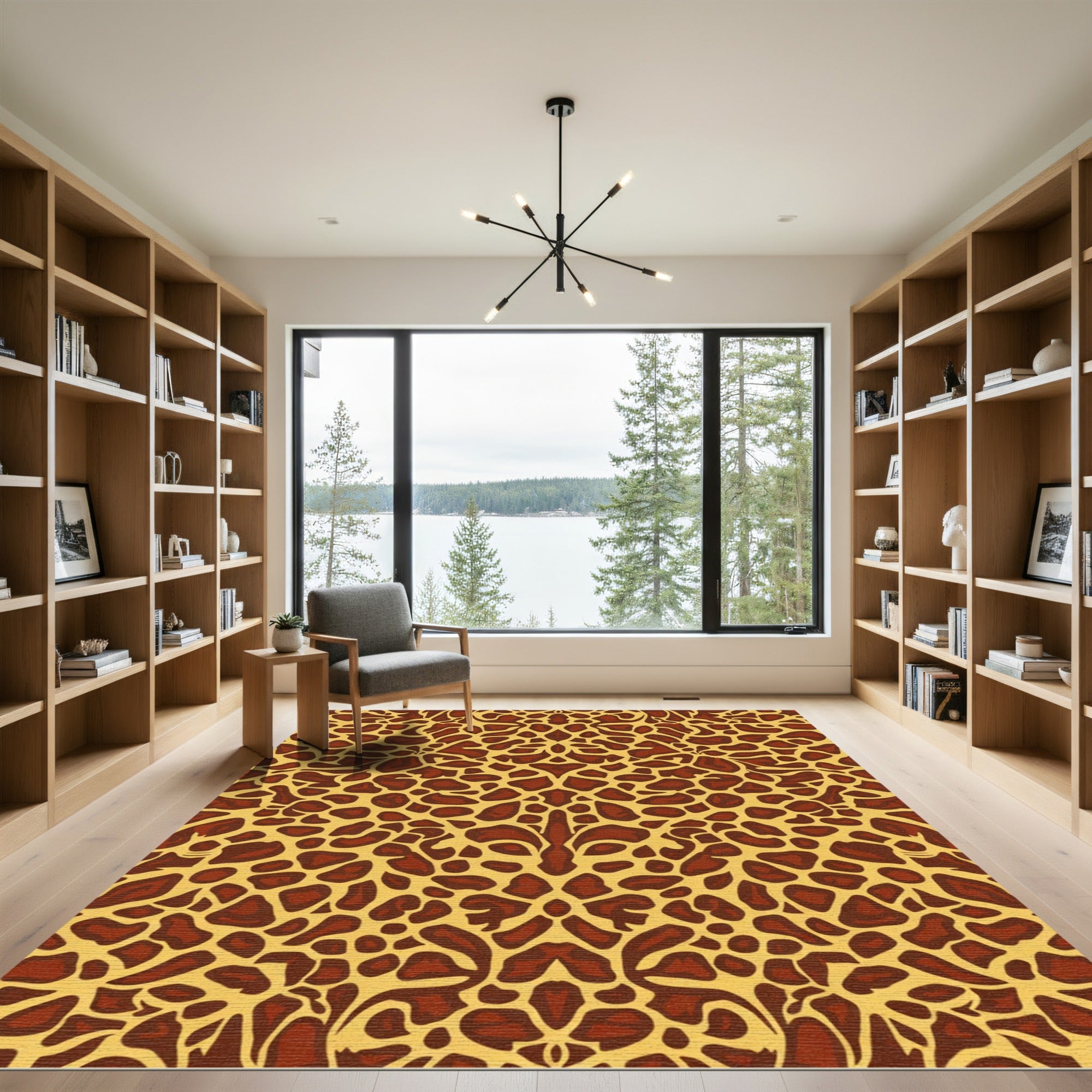 Giraffe Spot Earthy Brown Yellow Rug