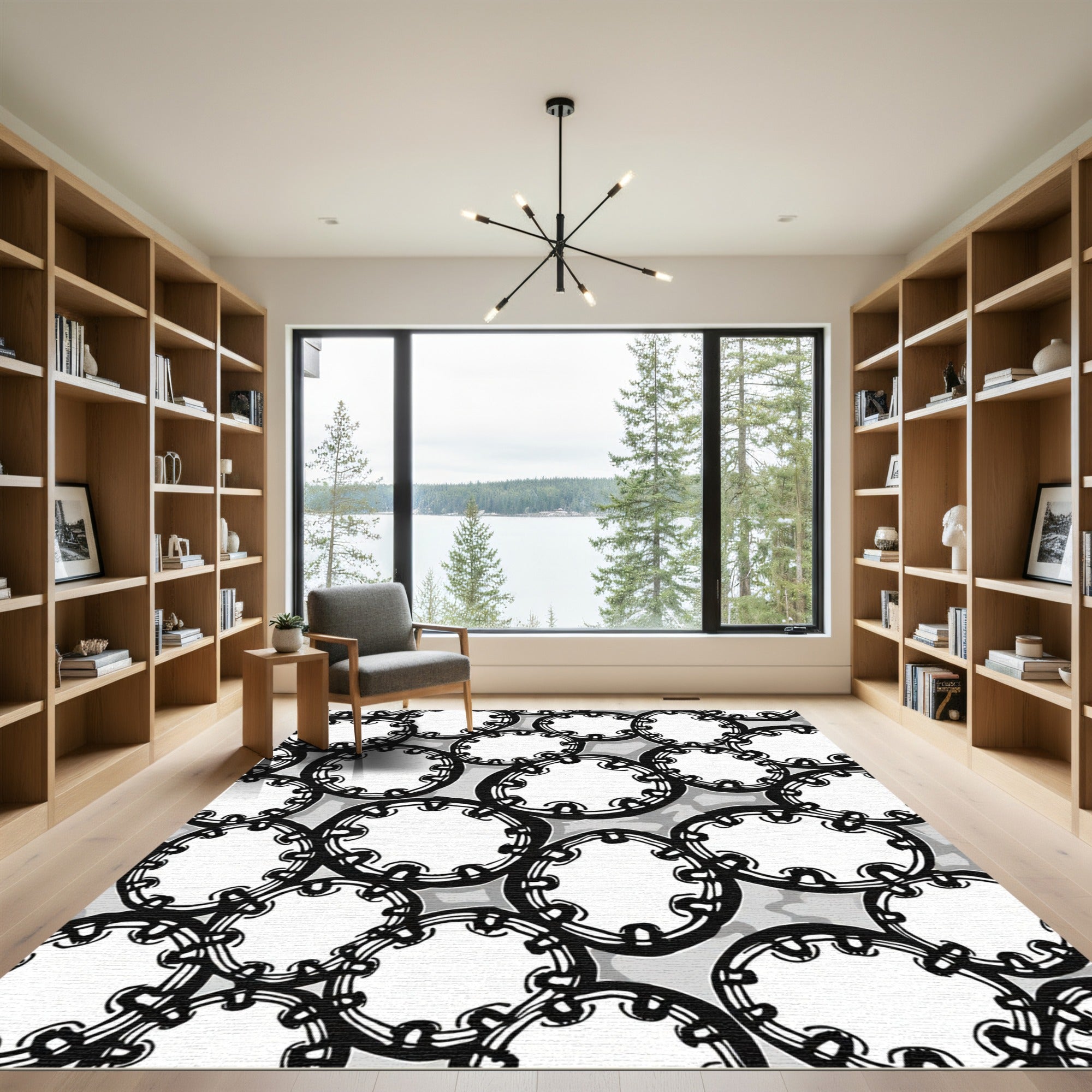 Monochromatic Circular Chain Link Rug