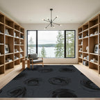 Dark Gray Sketchy Rose Medallions Rug