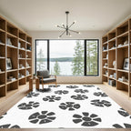 Dark Gray Floral Medallion Scatter Rug