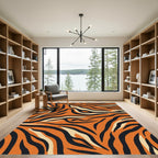 Fierce Orange Black Animal Fur Rug
