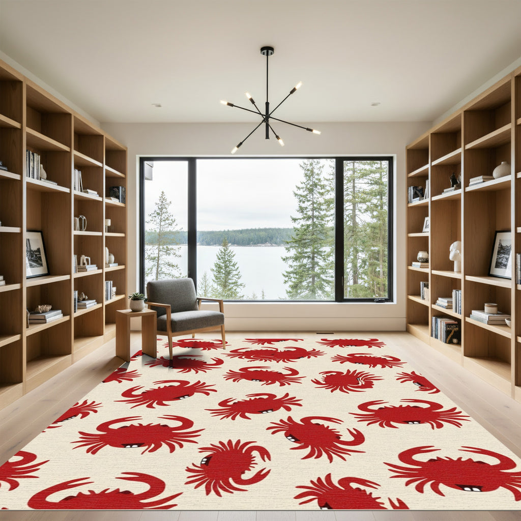 Red Crab All Over Composition Rug
