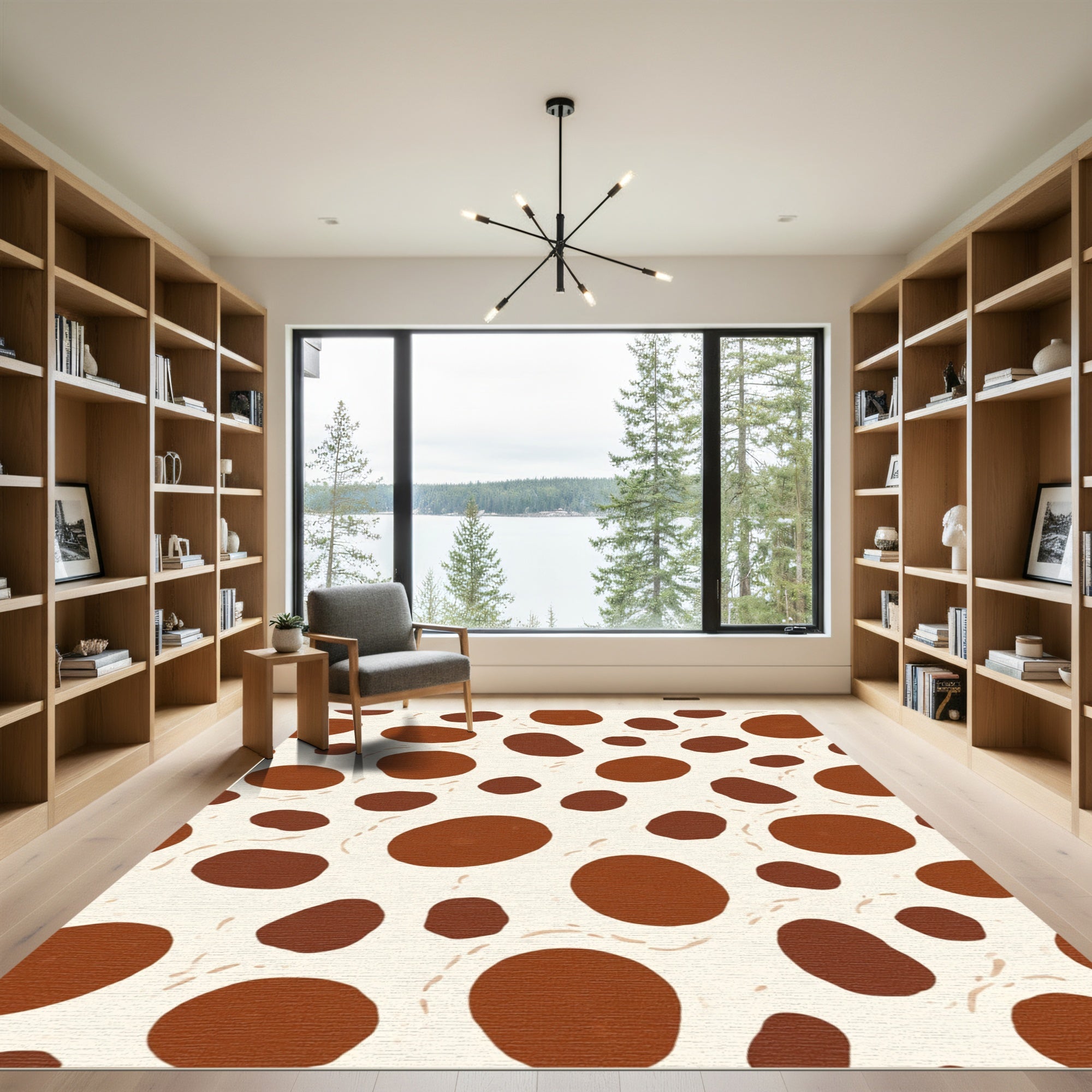 Brown Spots on Cream Background Rug
