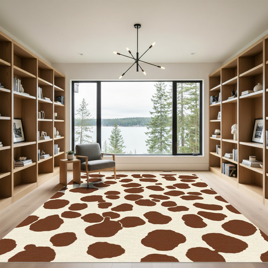 Brown and Cream Spotted Animal Hide Rug