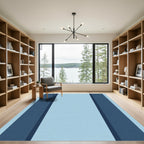 Chic Navy Sky Stripe Panels Rug