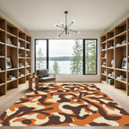 Orange Cream Brown Camouflage Shapes Rug
