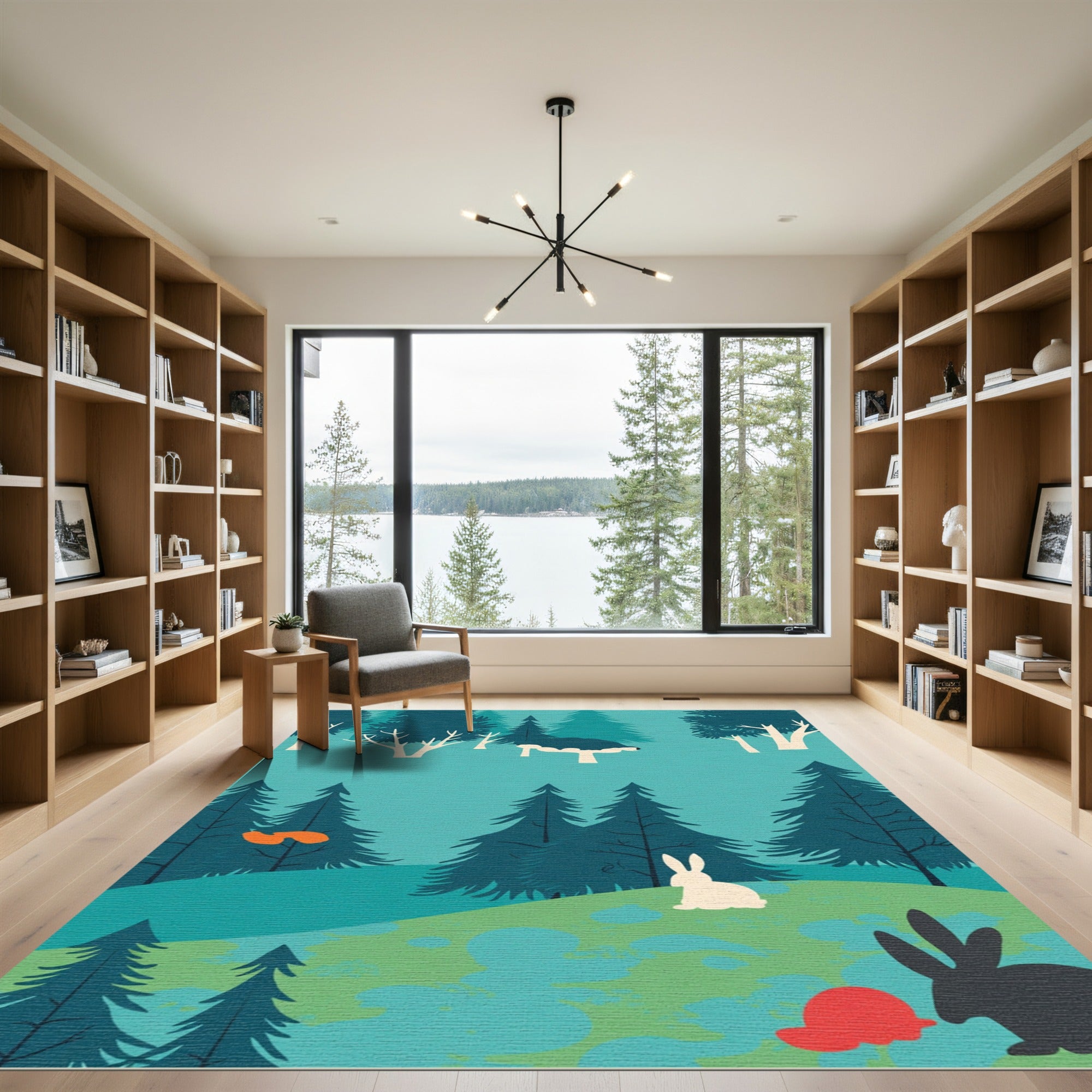 Forest Animals Woodland Scene Rug