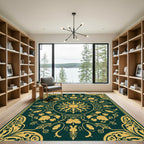 Emerald Gold Floral Sunburst Medallion Rug