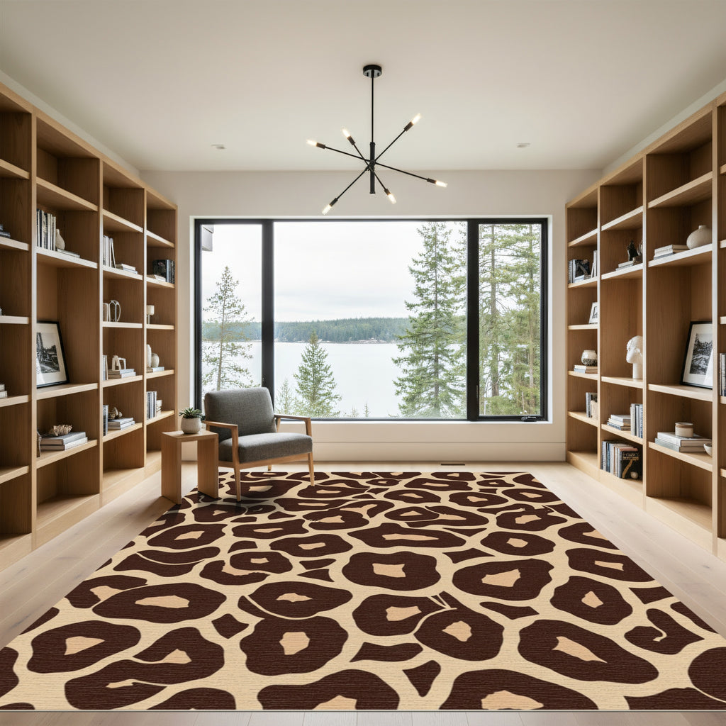Brown Beige Leopard Spots Rug