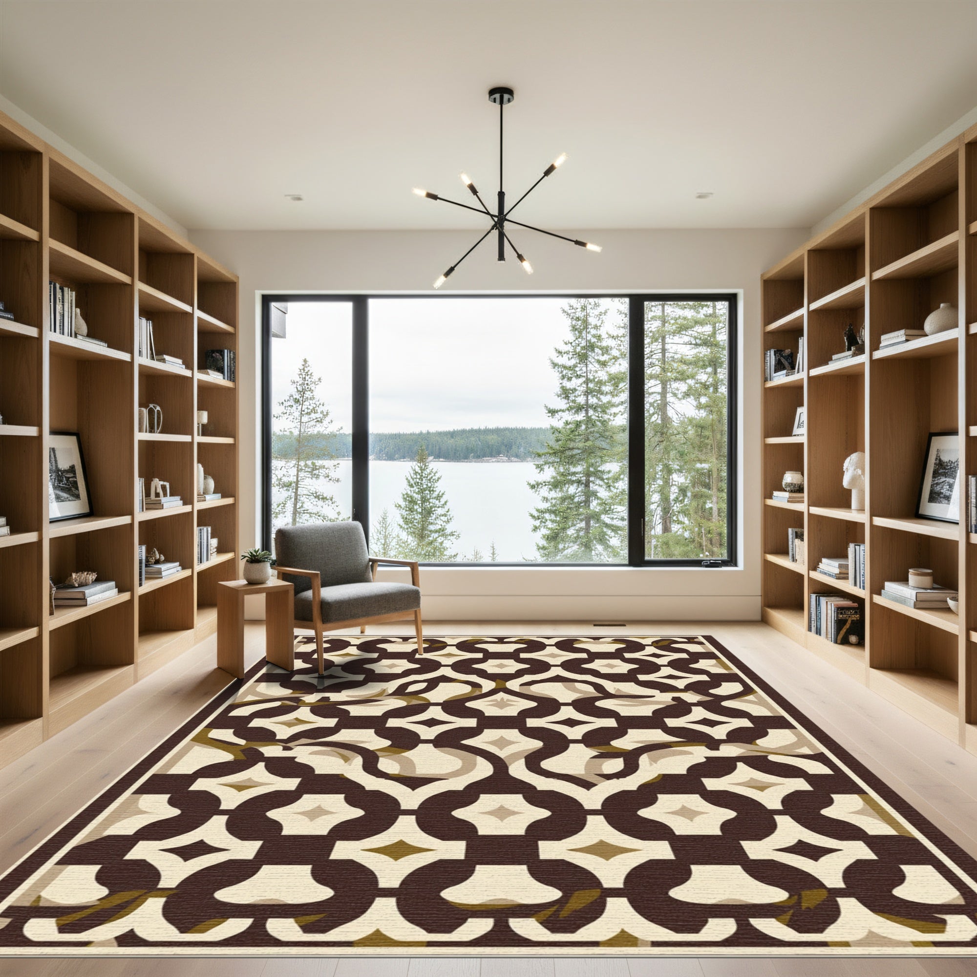 Contemporary Earthy Geometric Arch Rug