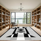 Monochromatic Geometric Art Composition Rug