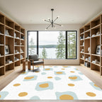 Soft Blue Orange Abstract Blobs Rug