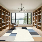 Geometric Arc Terracotta Blue Palette Rug