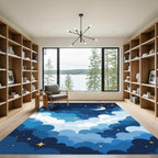 Dreamy Celestial Clouds Moon Stars Rug
