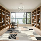 Modern Neutral Geometric Abstract Lines Rug