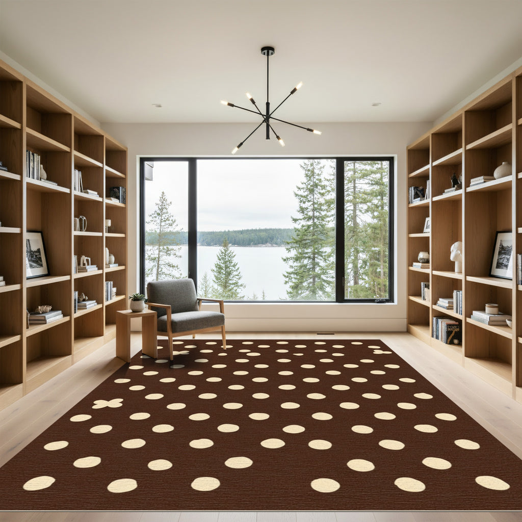 Brown Cream Polka Dot Scatter Rug