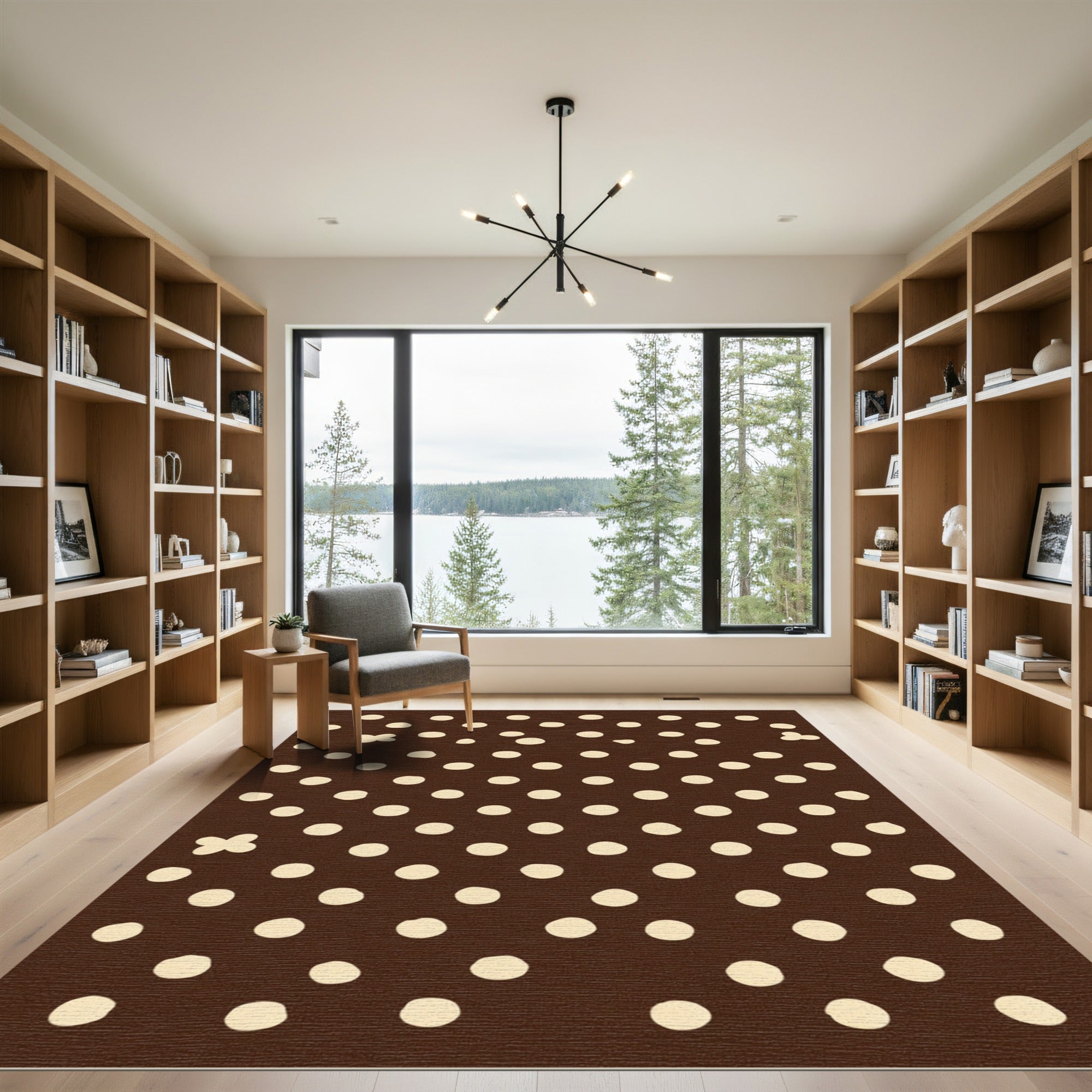 Brown Cream Polka Dot Scatter Rug