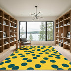 Golden Yellow Teal Polka Dot Scatter Rug