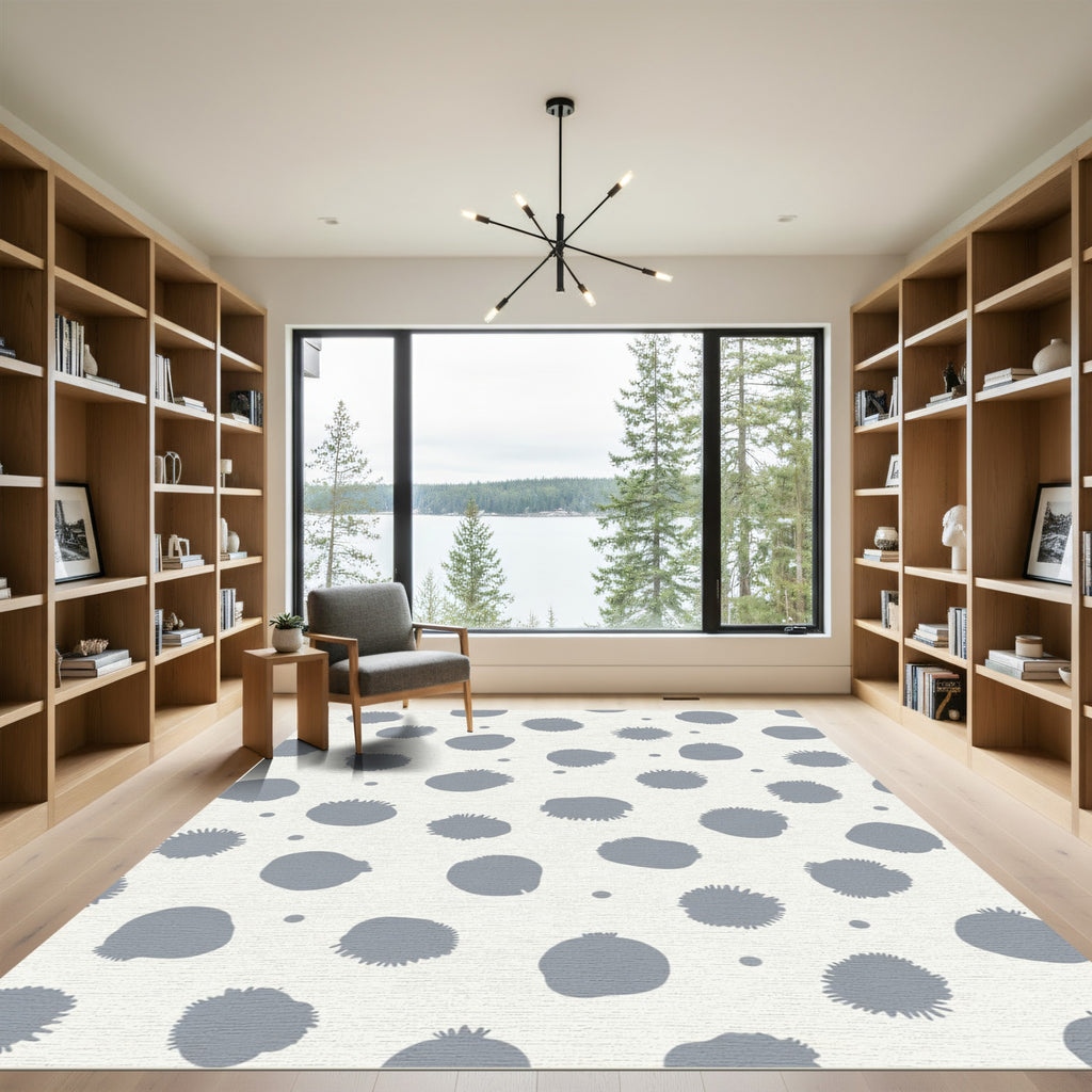 Gray Splatter Polka Dot Field Rug